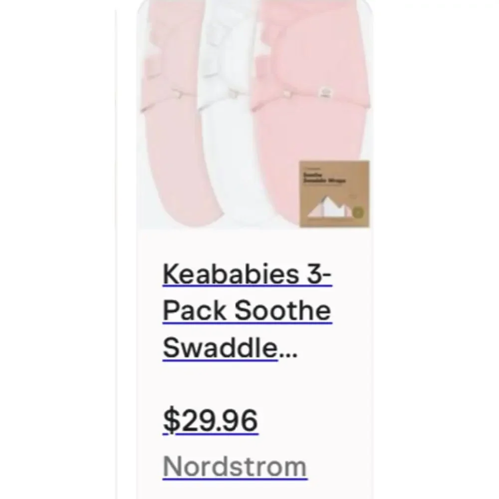 NEW* KeaBabies Angelic Blush 3-Pack Soothe Swaddle Wraps Size Small 0-3 mo.
